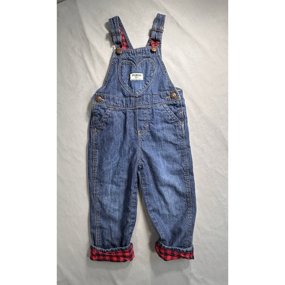 OshKosh B'gosh Vestback Overalls Girls 2T Buffalo Check Plaid
